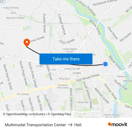 Multimodal Transportation Center to Hell map