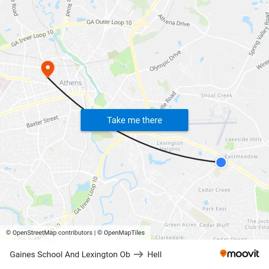 Gaines School And Lexington Ob to Hell map