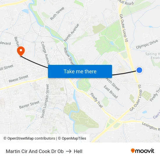 Martin Cir And Cook Dr Ob to Hell map