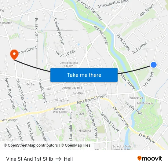 Vine St And 1st St Ib to Hell map