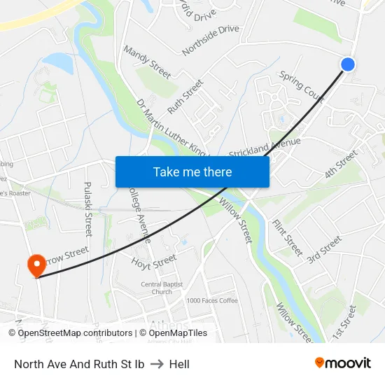 North Ave And Ruth St Ib to Hell map