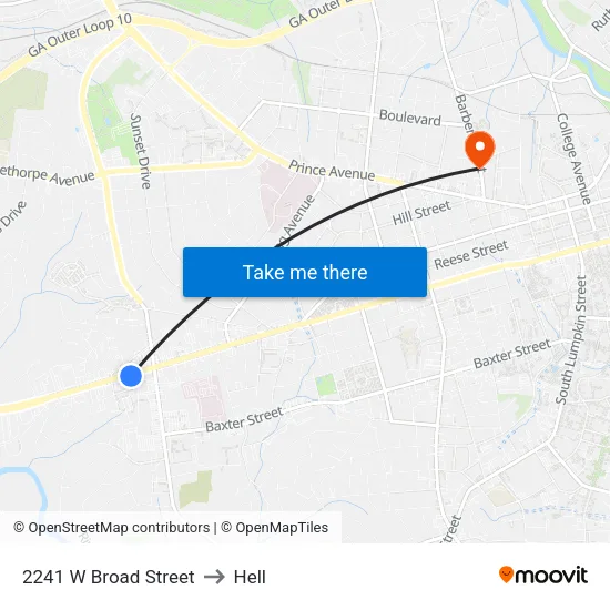 2241 W Broad Street to Hell map