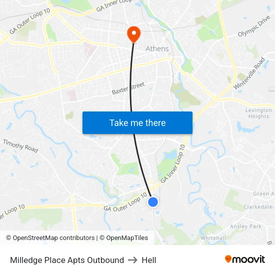 Milledge Place Apts Outbound to Hell map
