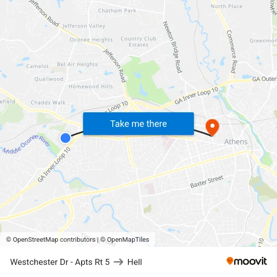 Westchester Dr - Apts Rt 5 to Hell map