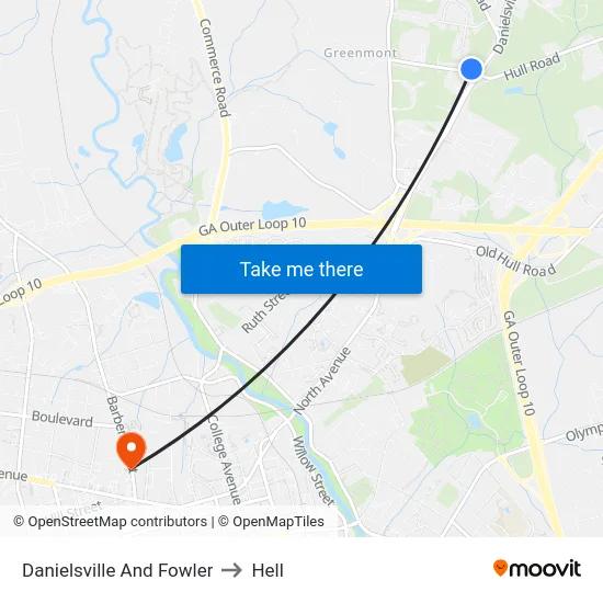 Danielsville And Fowler to Hell map