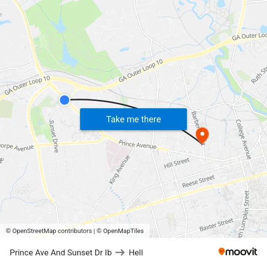 Prince Ave And Sunset Dr Ib to Hell map