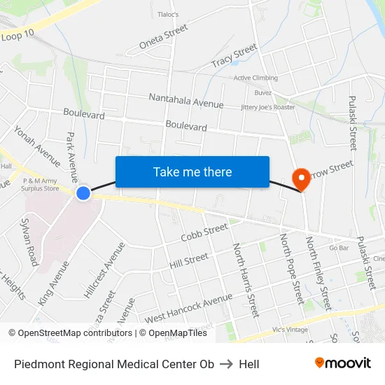 Piedmont Regional Medical Center Ob to Hell map