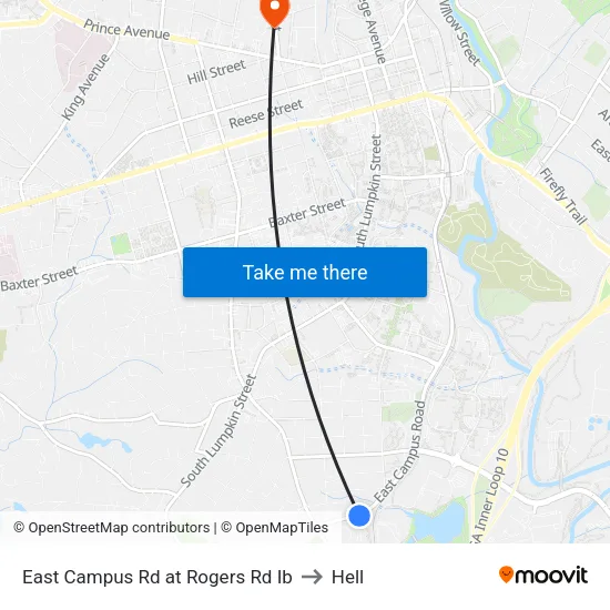 East Campus Rd at Rogers Rd Ib to Hell map