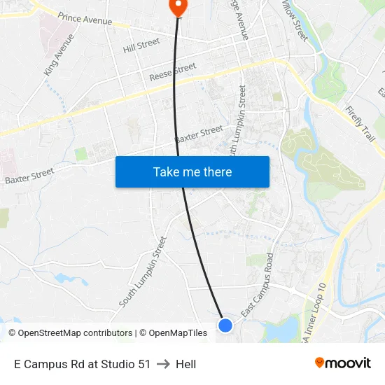 E Campus Rd at Studio 51 to Hell map