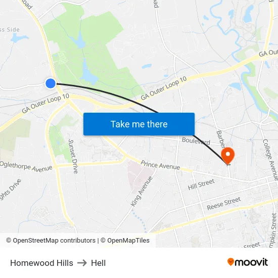 Homewood Hills to Hell map