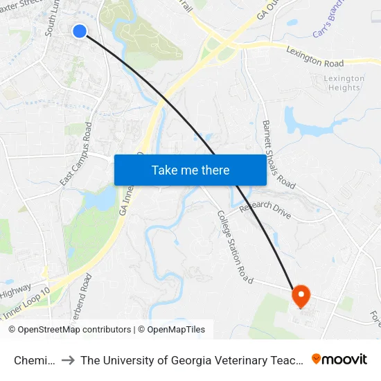 Chemistry to The University of Georgia Veterinary Teaching Hospital map