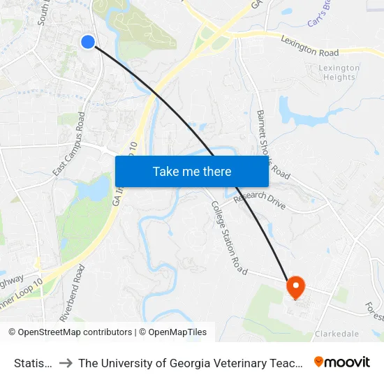 Statistics to The University of Georgia Veterinary Teaching Hospital map
