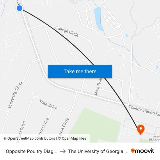 Opposite Poultry Diagnostic & Research Center to The University of Georgia Veterinary Teaching Hospital map