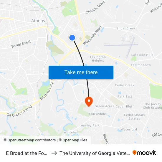 E Broad at the Foundation Apt Ob to The University of Georgia Veterinary Teaching Hospital map