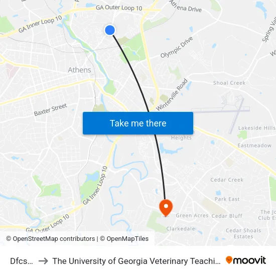 Dfcs Ob to The University of Georgia Veterinary Teaching Hospital map