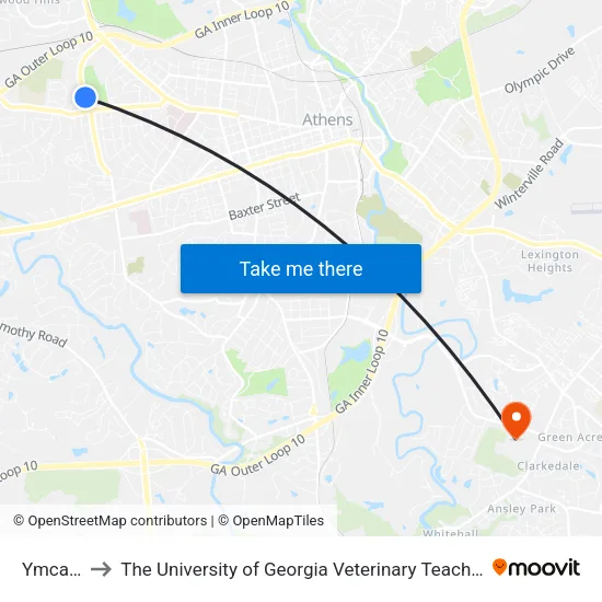 Ymca Ob to The University of Georgia Veterinary Teaching Hospital map