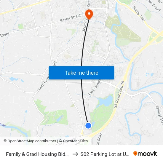 Family & Grad Housing Bldg S to S02 Parking Lot at UGA map