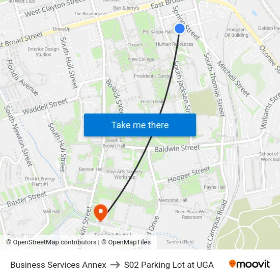 Business Services Annex to S02 Parking Lot at UGA map