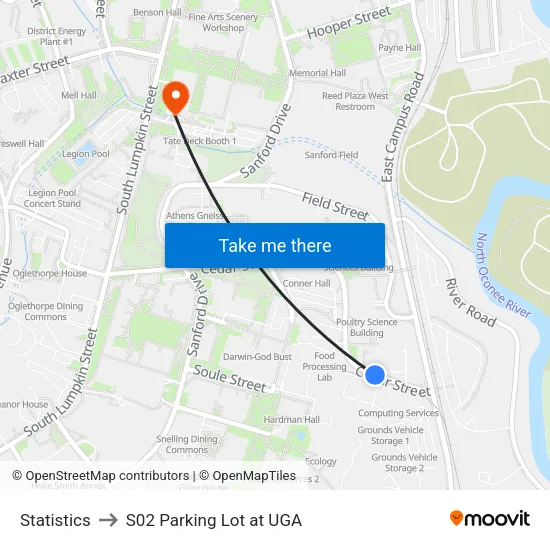 Statistics to S02 Parking Lot at UGA map