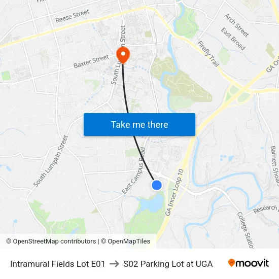 Intramural Fields Lot E01 to S02 Parking Lot at UGA map