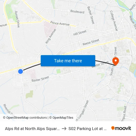 Alps Rd at North Alps Square Ib to S02 Parking Lot at UGA map
