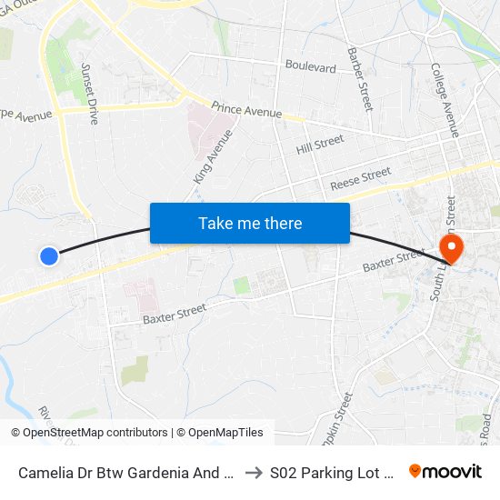 Camelia Dr Btw Gardenia And Broad Ob to S02 Parking Lot at UGA map