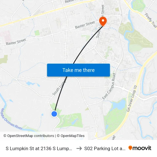 S Lumpkin St at 2136 S Lumpkin St Ob to S02 Parking Lot at UGA map
