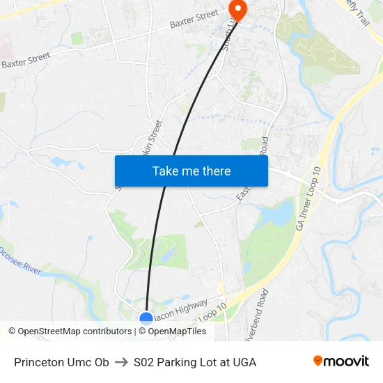 Princeton Umc Ob to S02 Parking Lot at UGA map