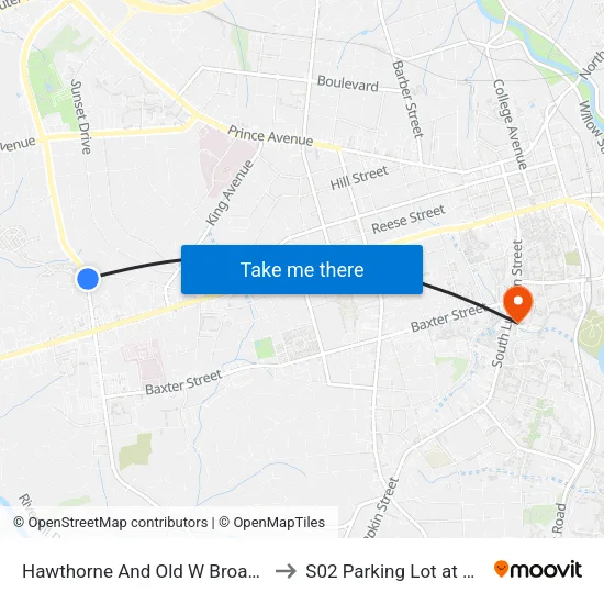 Hawthorne And Old W Broad Ob to S02 Parking Lot at UGA map