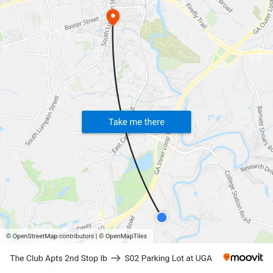 The Club Apts 2nd Stop Ib to S02 Parking Lot at UGA map