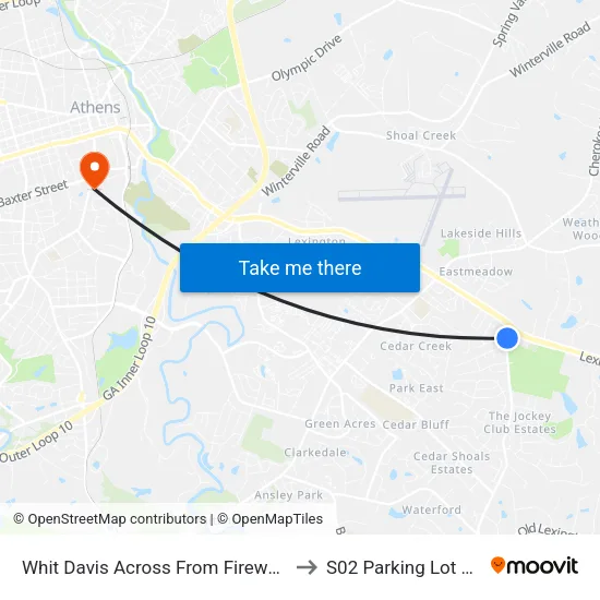 Whit Davis Across From Firewood Ct Ob to S02 Parking Lot at UGA map