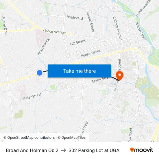 Broad And Holman Ob 2 to S02 Parking Lot at UGA map