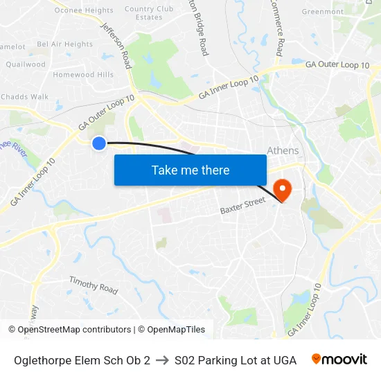 Oglethorpe Elem Sch Ob 2 to S02 Parking Lot at UGA map