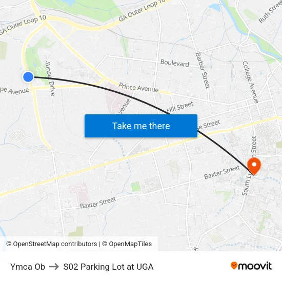 Ymca Ob to S02 Parking Lot at UGA map
