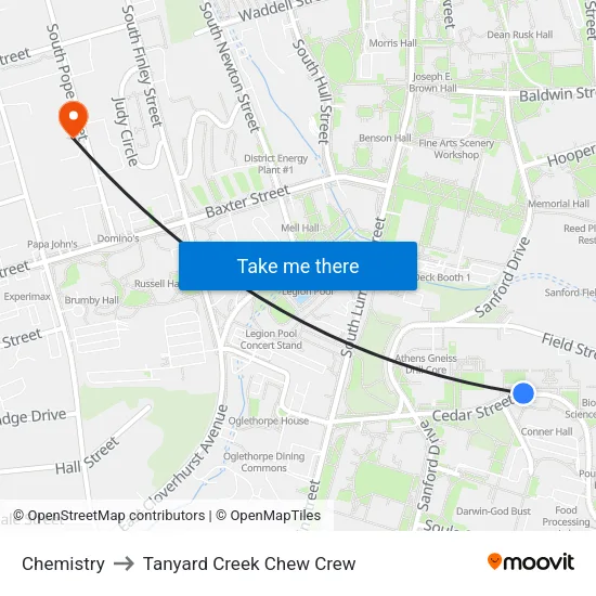 Chemistry to Tanyard Creek Chew Crew map