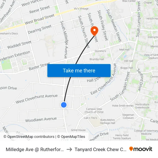 Milledge Ave @ Rutherford St to Tanyard Creek Chew Crew map