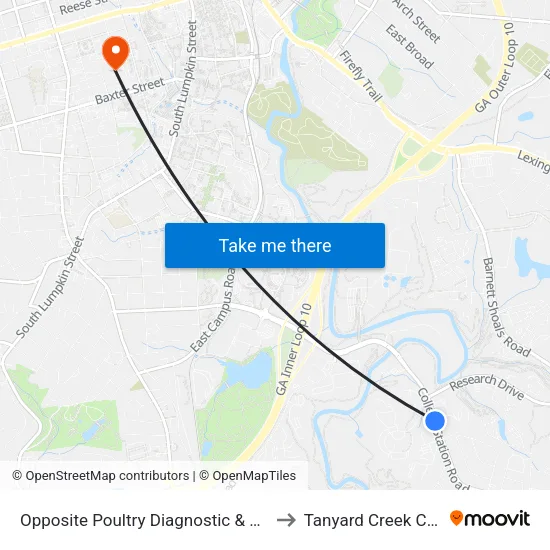 Opposite Poultry Diagnostic & Research Center to Tanyard Creek Chew Crew map