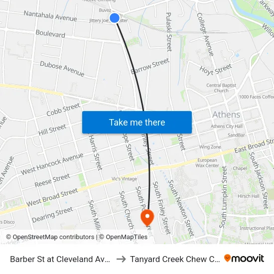 Barber St at Cleveland Ave Ob to Tanyard Creek Chew Crew map