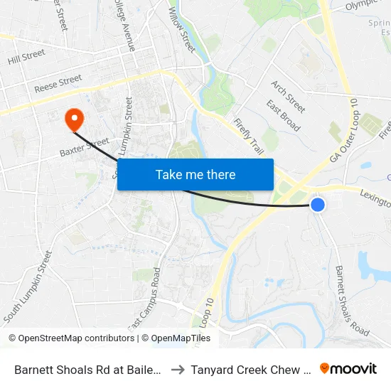 Barnett Shoals Rd at Bailey St Ib to Tanyard Creek Chew Crew map