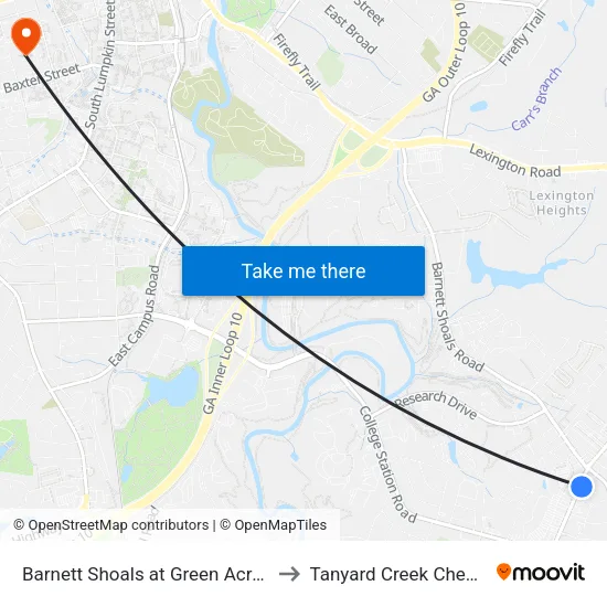 Barnett Shoals at Green Acres Sc Ob to Tanyard Creek Chew Crew map