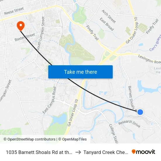 1035 Barnett Shoals Rd at the Summit to Tanyard Creek Chew Crew map