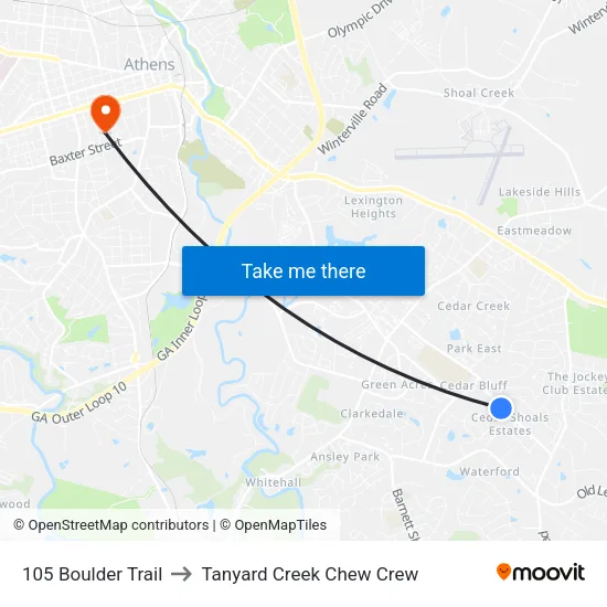 105 Boulder Trail to Tanyard Creek Chew Crew map