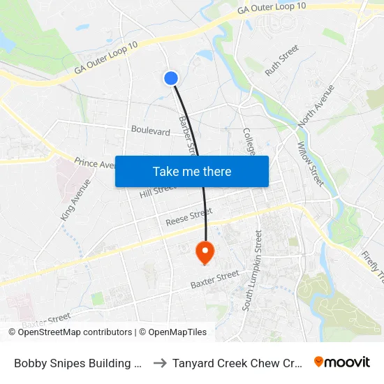 Bobby Snipes Building Ob to Tanyard Creek Chew Crew map