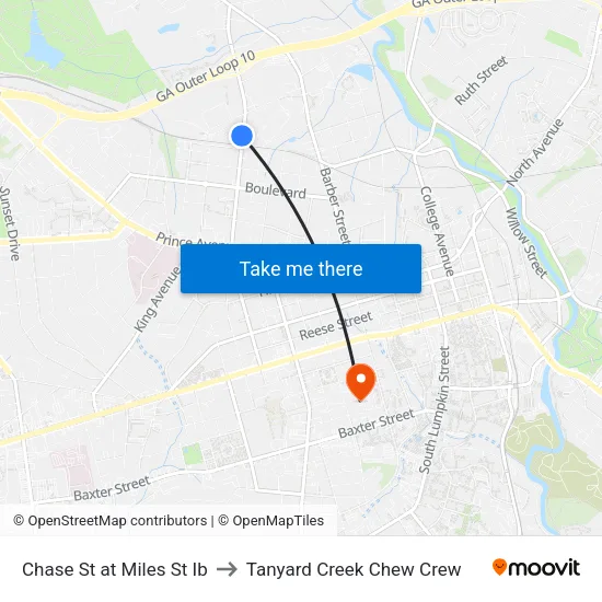 Chase St at Miles St Ib to Tanyard Creek Chew Crew map