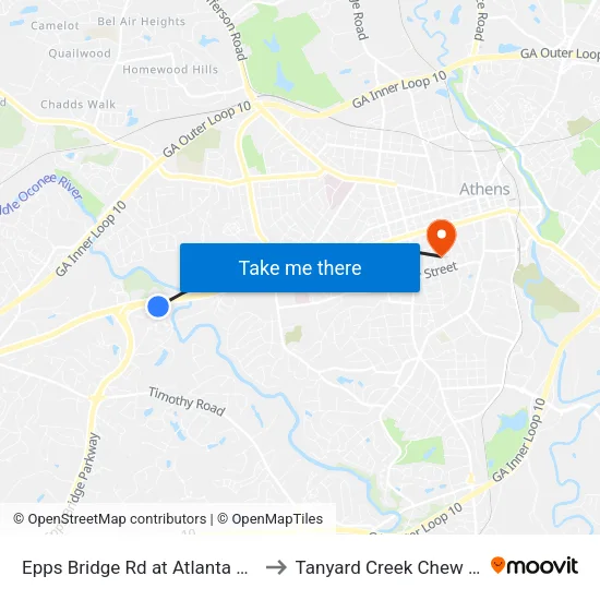 Epps Bridge Rd at Atlanta Hwy Ib to Tanyard Creek Chew Crew map