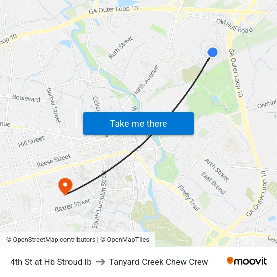 4th St at Hb Stroud Ib to Tanyard Creek Chew Crew map