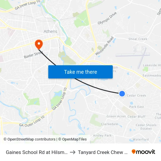 Gaines School Rd at Hilsman Ib to Tanyard Creek Chew Crew map