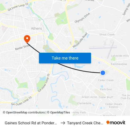 Gaines School Rd at Ponderosa Dr Ob to Tanyard Creek Chew Crew map
