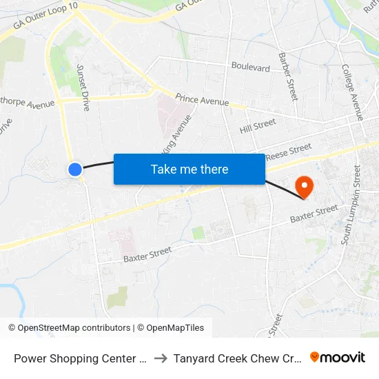 Power Shopping Center Ob to Tanyard Creek Chew Crew map