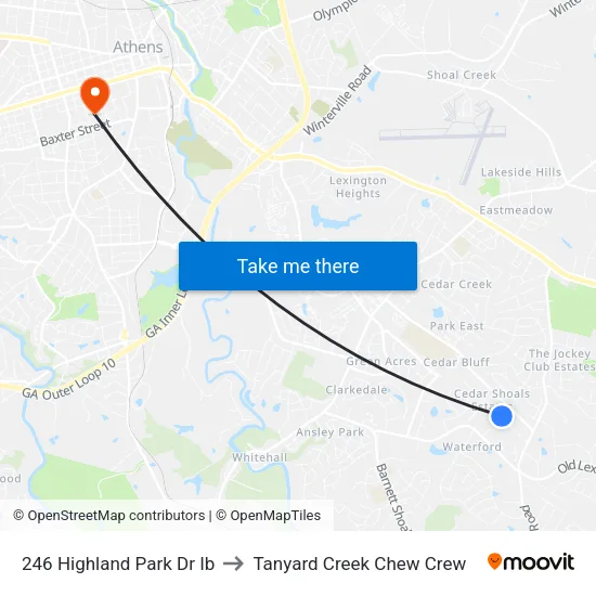 246 Highland Park Dr Ib to Tanyard Creek Chew Crew map